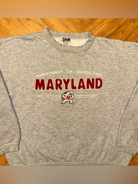 Vtg Maryland Terrapins Sweatshirt Mens XL Gray Embroidered Team Edition Apparel